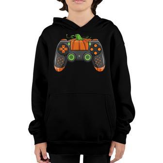Halloween Video Game Controller With Pumpkin Face Gaming V2 Youth Hoodie - Thegiftio UK