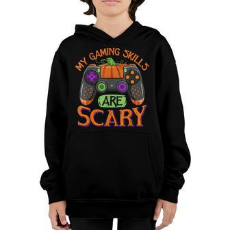 Halloween Video Game Controller With Pumpkin Face Gaming Youth Hoodie - Thegiftio UK