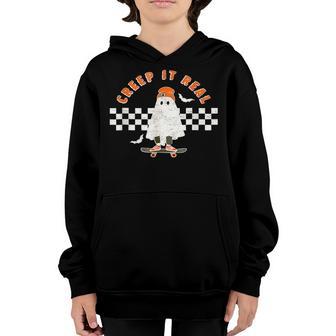 Halloween Vintage Retro Creep It Real Ghost Boy Fall Season Youth Hoodie - Thegiftio UK