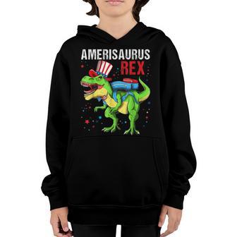 Happy 4Th Of July Boys Toddler Trex Dinosaur American Dino Youth Hoodie - Thegiftio UK