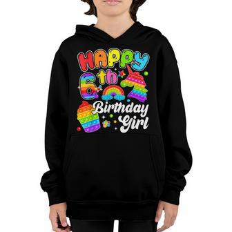 Happy 6Th Birthday Girl 6 Years Old Unicorn Pop It Youth Hoodie - Thegiftio UK