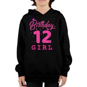 Happy Birthday Girls 12Th Party 12 Years Old Bday Youth Hoodie - Thegiftio UK