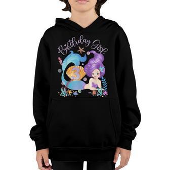Happy Birthday Mermaid Girl 3 Years Old Youth Hoodie - Thegiftio UK