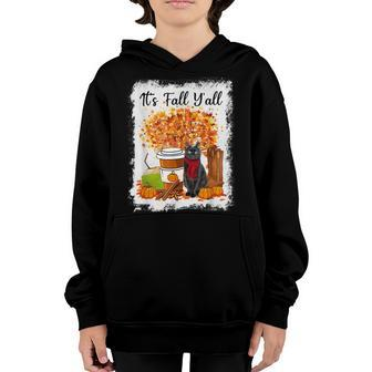 Happy Fall Yall Funny Cats Autumn Lover Pumpkins Halloween Youth Hoodie - Thegiftio UK
