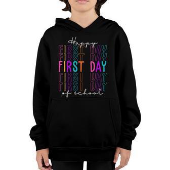 Happy First Day Of School Colorful Graphic Design Printed Casual Daily Basic Youth Hoodie - Thegiftio UK