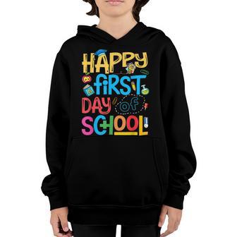Happy First Day Of School Kindergarten Student Teacher Gifts Youth Hoodie - Thegiftio UK