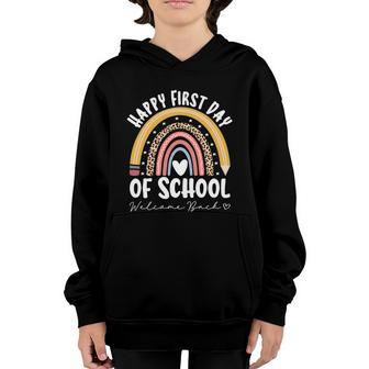Happy First Day School Rainbow Welcome Back To School Graphic Design Printed Casual Daily Basic Youth Hoodie - Thegiftio UK