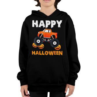 Happy Halloween Funny Monster Truck Pumpkin Boys Kids Men Youth Hoodie - Thegiftio UK