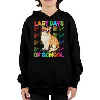 Happy Last Day Of School Cat Lover Boys Girls Graduation Youth Hoodie - Thegiftio UK
