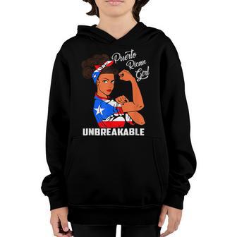 Happy Puerto Rican Girl Unbreakable Heritage Puerto Rico Youth Hoodie - Thegiftio UK