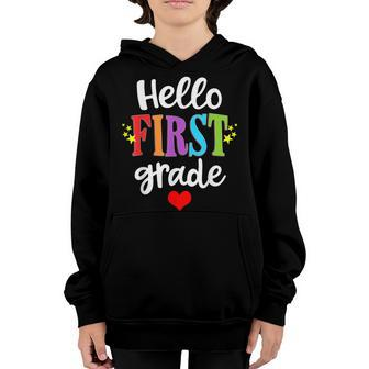 Hello 1St Grade Colorful First Grade Teacher Kids Gift Youth Hoodie - Seseable