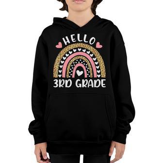 Hello 3Rd Grade Rainbow Teachers Kids Back To School Funny Youth Hoodie - Thegiftio UK