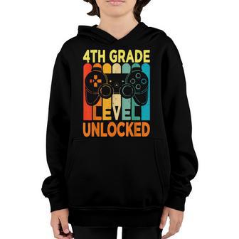 Hello 4Th Grade Level Unlocked Video Game Back To School Boy Youth Hoodie - Thegiftio UK