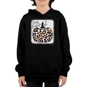 Hello Fall Theme Cheetah Pumpkin Leopard Women N Girls Youth Hoodie - Thegiftio UK