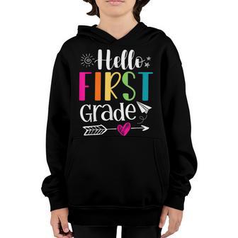 Hello First Grade Back To School Team 1St Graders Teachers Youth Hoodie - Thegiftio UK