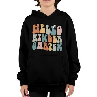Hello Kindergarten Teacher Team Back To School Groovy Retro Graphic Design Printed Casual Daily Basic Youth Hoodie - Thegiftio UK