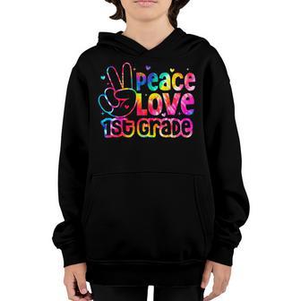 Hello Peace Love 1St Grade Boys Girls Back To School Youth Hoodie - Thegiftio UK