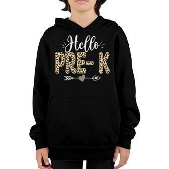 Hello Pre-K Leopard Back To School Teacher Student Youth Hoodie - Thegiftio UK