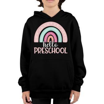 Hello Preschool Back To School Preschooler Teacher Rainbow Youth Hoodie - Thegiftio UK