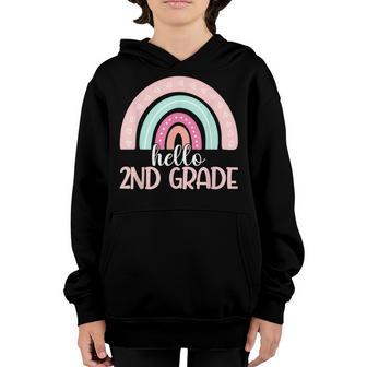 Hello Second Grade Back To School 2Nd Grade Teacher Rainbow Youth Hoodie - Thegiftio UK