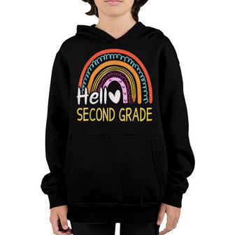 Hello Second Grade Back To School Rainbow 2Nd Grade Teacher Youth Hoodie - Thegiftio UK