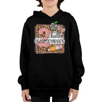Hello Second Grade Leopard Print 2Nd Grade Back To School Youth Hoodie - Thegiftio UK