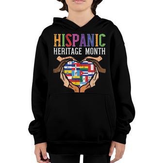 Hispanic Heritage Month Hands Heart Flags Men Women Kids Youth Hoodie - Thegiftio UK