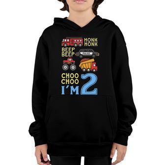 Honk Honk Beep Beep Coo Choo Im 2 Birthday Kids Apparel Gift Youth Hoodie - Thegiftio UK
