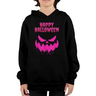 Horror Pumpkin In Pink Girls Scary Costume Halloween Graphic Design Printed Casual Daily Basic Youth Hoodie - Thegiftio UK