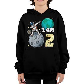 I Am 2 Space Astronaut Kid Moon Walker 2Nd Birthday Youth Hoodie - Thegiftio UK