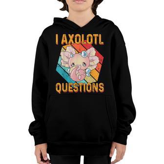 I Axolotl Questions Funny Cute Axolotl Kids Retro Vintage Youth Hoodie - Thegiftio UK