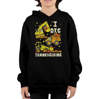 I Dig Thanksgiving Turkey Gobble Construction Truck Boys Youth Hoodie - Thegiftio UK