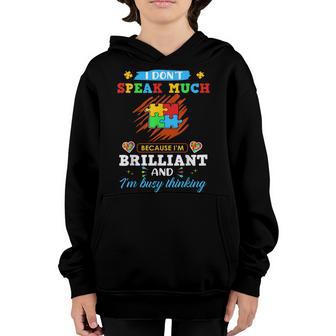 I Dont Speak Much Brilliant Autism Autistic Boys Girls Gift Youth Hoodie - Thegiftio UK