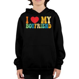 I Love My Boyfriend Bf Red Heart Love Funny Valentine Youth Hoodie - Thegiftio UK