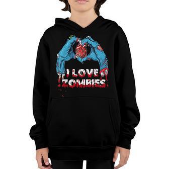 I Love Zombies Funny Horror Party Mens Womens Boy Kids Gifts Youth Hoodie - Thegiftio UK