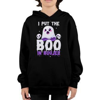 I Put The Boo In Boujee Cute Ghost Halloween Youth Hoodie - Seseable