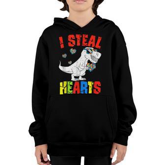 I Steal Hearts Dinosaur Autism Awareness Toddler Boys Kids Youth Hoodie - Thegiftio UK