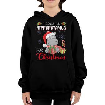 I Want A Hippopotamus For Christmas Xmas Hippo For Kid Women Youth Hoodie - Thegiftio UK
