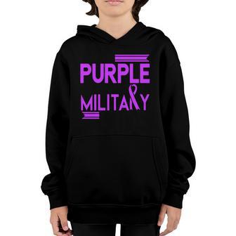 I Wear Purple To Thank Our Military Kid Purple Ribbon Us Army Veteran Graphic Design Printed Casual Daily Basic Youth Hoodie - Thegiftio UK