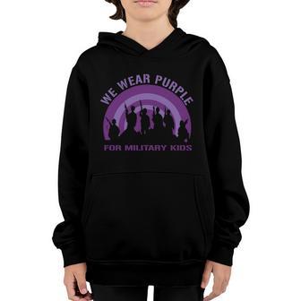 I Wear Purple Up For Military Kids Rainbow Veteran Of Us Army Graphic Design Printed Casual Daily Basic Youth Hoodie - Thegiftio UK