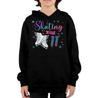 Ice Skating Rolling 11Th Birthday Party Girl Family Matching Youth Hoodie - Seseable