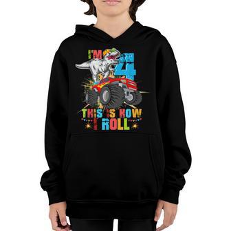 Im 4 This Is How I Roll 4 Years Old 4Th Birthday Boys Kids Youth Hoodie - Thegiftio UK