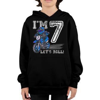 Im 7 Lets Roll 7Th Birthday Dirt Bike Motocross Kids Youth Hoodie - Thegiftio UK