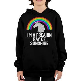 Im A Freakin Ray Of Sunshine Rainbow Unicorn Girls Women Youth Hoodie - Thegiftio UK