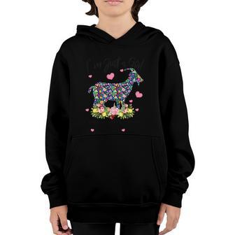 Im Just A Girl Who Loves Goats Goats Rancher Farm Graphic Design Printed Casual Daily Basic Youth Hoodie - Thegiftio UK