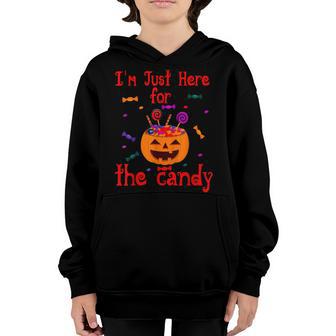 Im Just Here For The Candy Halloween Costumes Gifts Girls Youth Hoodie - Thegiftio UK