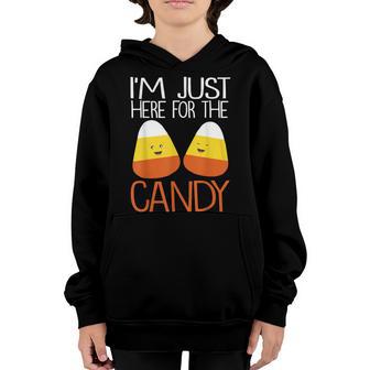 Im Just Here For The Candy Halloween Costumes Gifts Girls Youth Hoodie - Thegiftio UK