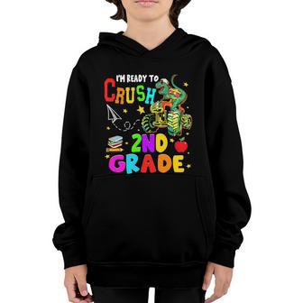 Im Ready To Crush 2Nd Grade Funny Dinosaur Monster Truck Back To School Youth Hoodie - Thegiftio UK