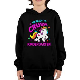 Im Ready To Crush Kindergarten Unicorn Back To School Graphic Design Printed Casual Daily Basic Youth Hoodie - Thegiftio UK