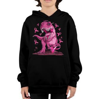 In October We Wear Pink Breast Cancer Dinosaur Gift For Boys Youth Hoodie - Thegiftio UK